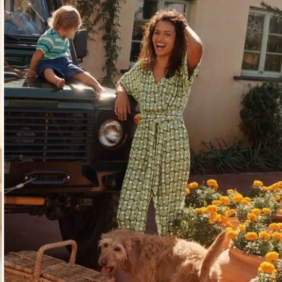 Boden Alice Wrap Jumpsuit NWT Pineapple Print Sz 10 Tall Cottagecore Preppy Chic - Picture 1 of 16